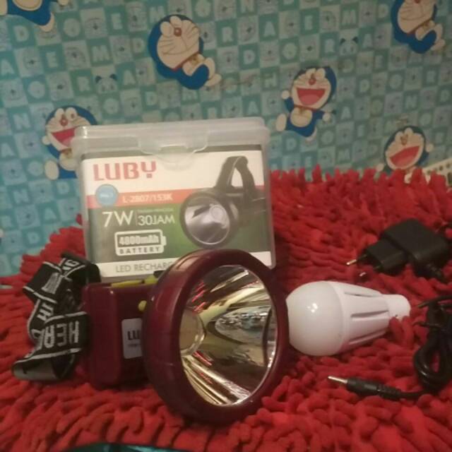 SENTER KEPALA LUBY 7W NYALA KUNING