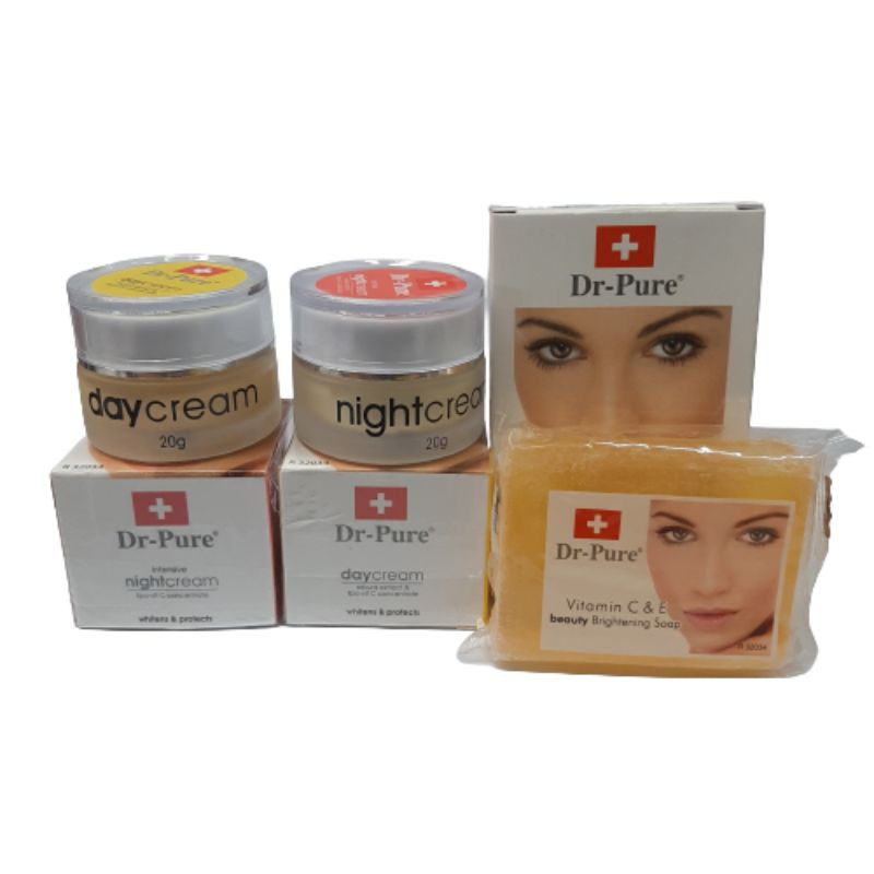 paket cream dr pure siang & malam + sabun vit c original