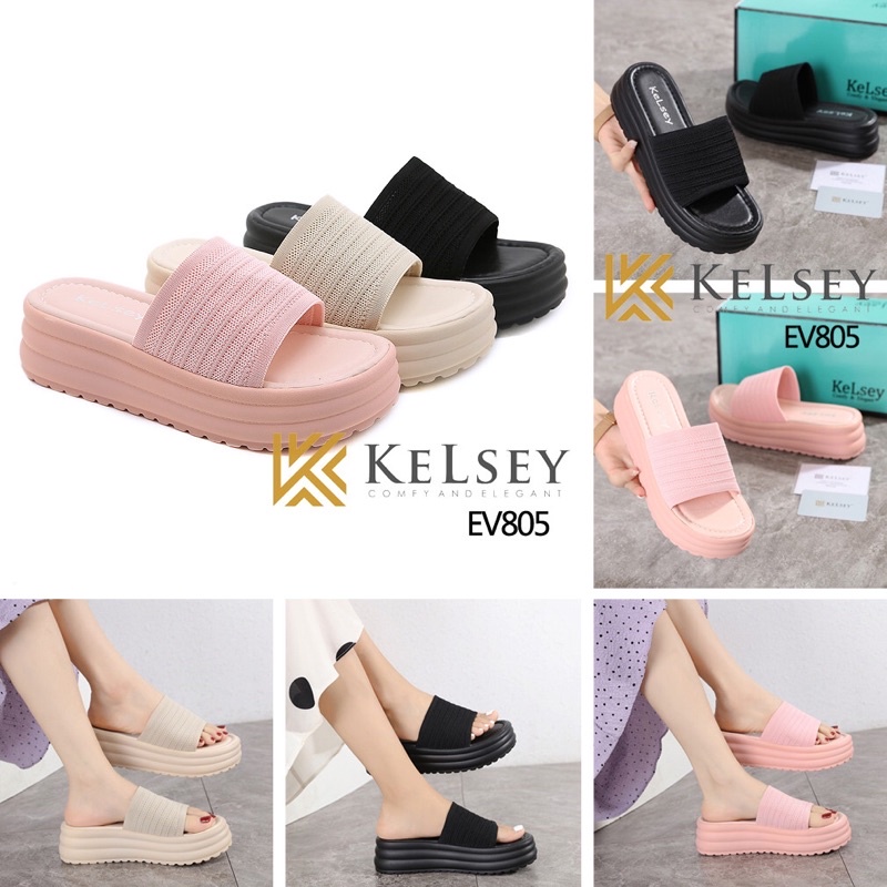 (GRATIS ALAS KAKI) NICOLE Sandal Wedges Wanita Kelsey Import EV805 / Wedges Sandal Wanita