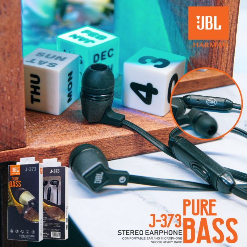 HEADSET/EARPHONE PREMIUM JBL J-373 STEREO MUSIC PURE BASS