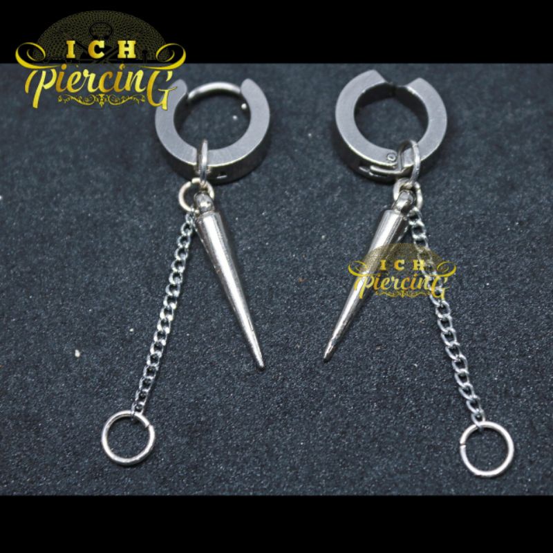 terbaru anting tindik dan jepit model tmbak rantai ring silver / anting Korea titanium / ICH PIERCING