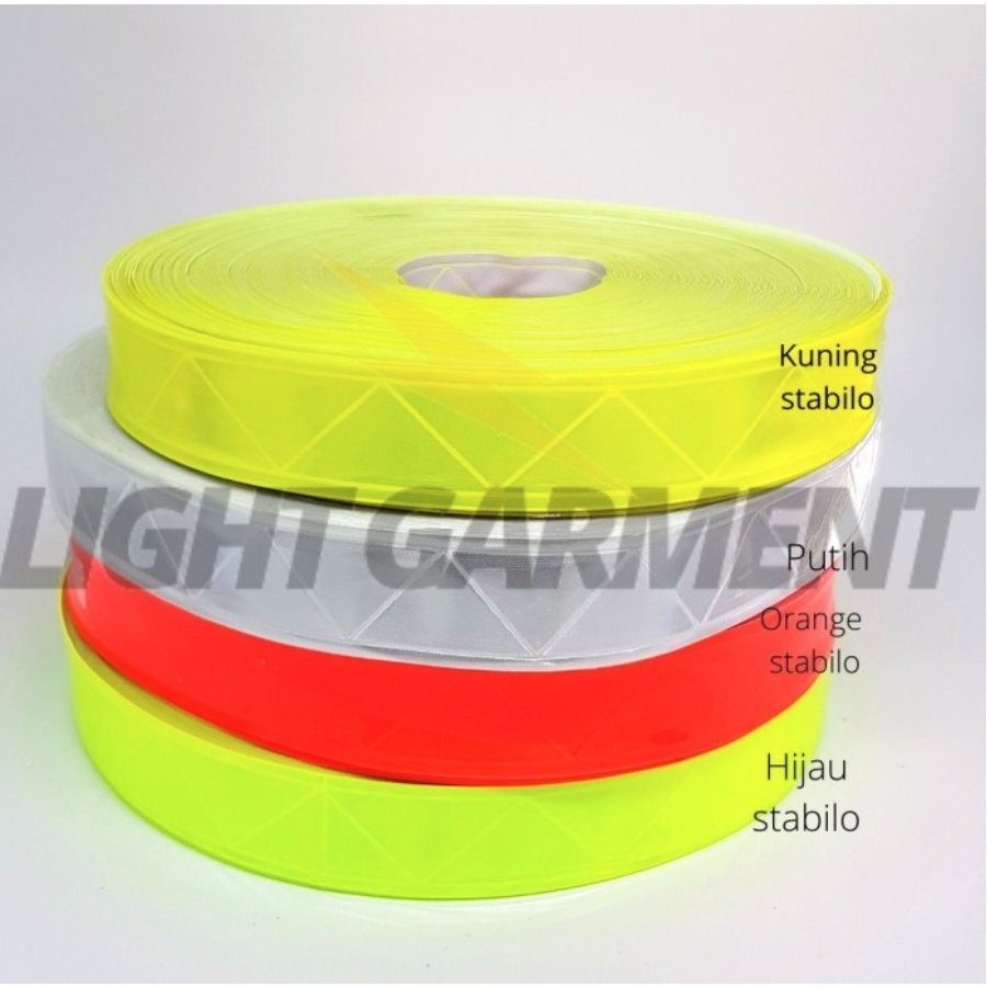 Pita Scotchlite Skotlet Scotlight PVC Reflektif 2,5cm per 1 Meter motif Segitiga / Pita Reflektor Baju Safety Bahan Plastik Tebal