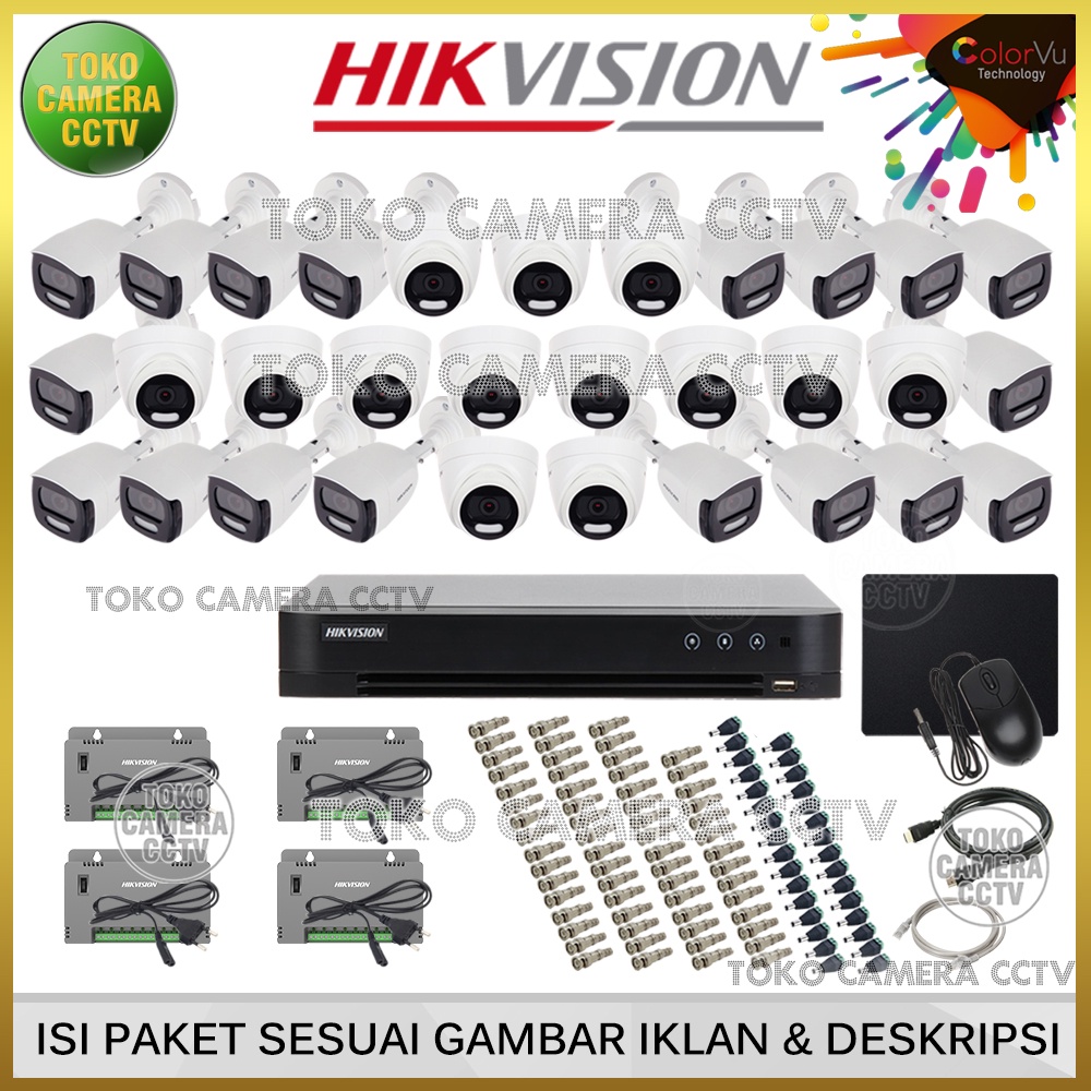 PAKET CCTV HIKVISION COLORVU 5MP 32 CHANNEL 31 KAMERA