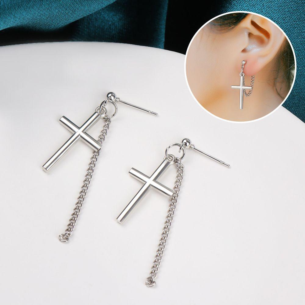 R-flower Cross Chain Earrings Street Super Keren Tampan Tanpa Tindik