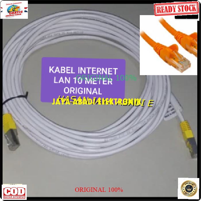 G298 ORIGINAL KABEL LAN RJ45 10 METER CAT5 UTP INTERNET WIFI HOTSPOT JARINGAN KONEKTOR PLUG BOOT KOMPUTER SWITCH ROUTER MODEM COMPUTER INDIHOME FIRTSMEDIA ROUTER G298  ORIGINAL Kabel lan rj45 10 meter UTP Scable konektor wifi internet PLUG boot komputer j