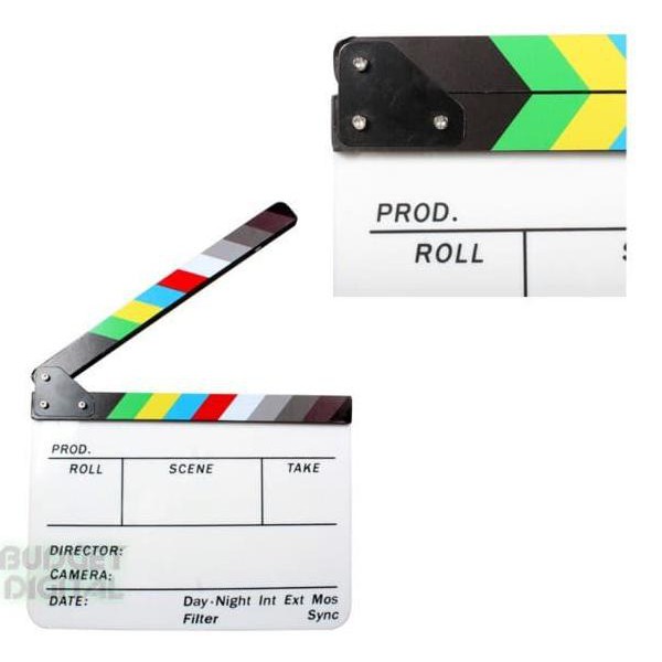 

PROFESSIONAL COLORFUL CLAPPER BOARD ACRYLIC DRY ERASE DIRECTOR MOVIE KODE 748