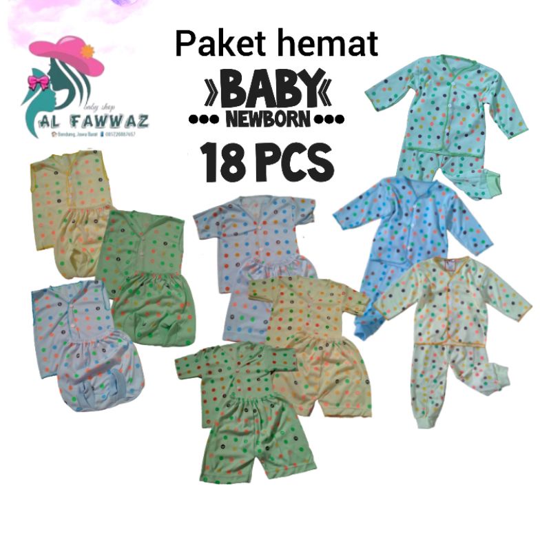 18 pcs paket hemat baju bayi polkadot