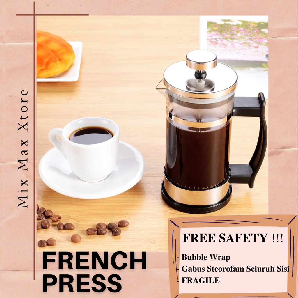 French Press Coffee Maker Pot 350ml &amp; 600ml - Black