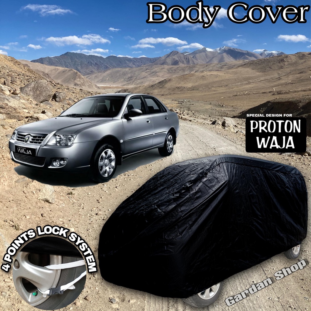 Sarung Mobil PROTON WAJA Hitam POLOS Body Cover Proton Waja Full Black