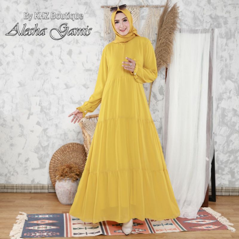 Alesha gamis/gamis ceruty By KHZ BOUTIQUE