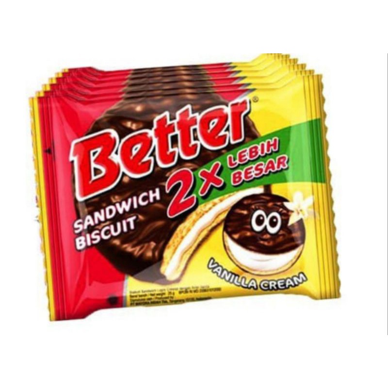 PROMO BARU Better Sandwich Biskuit kemasan baru 1 renteng isi 15 pcs