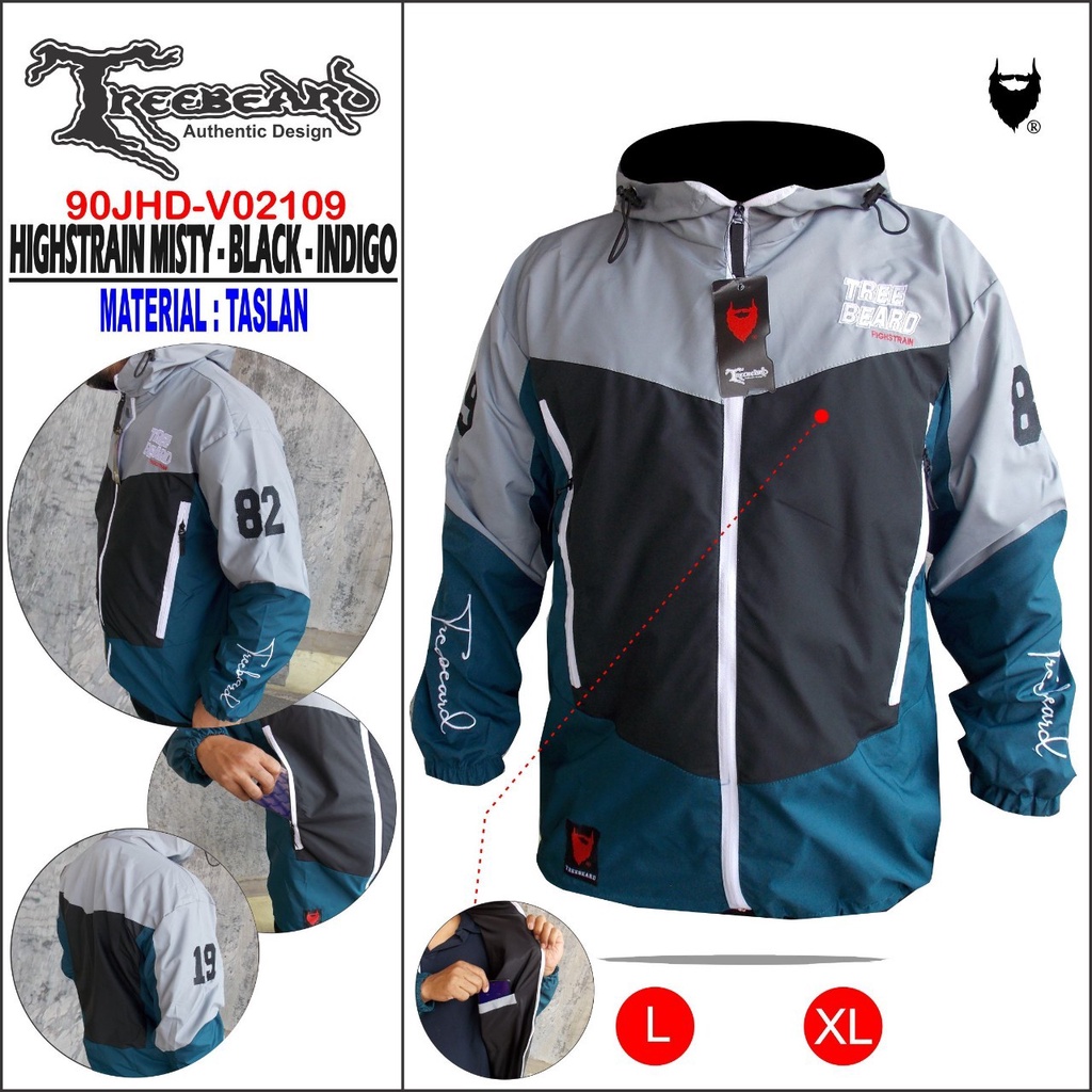 AKN JAKET HOODIE OUTDOR PRIA TERBARU TASLAN PARASUT ANTI AIR WATERPROOF HIGHSTRAIN ORIGINAL TREEBEARD