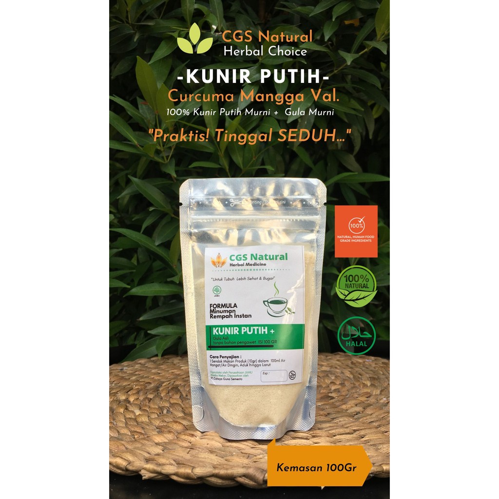 

Herbal Choice Curcumma Mangga Val Kunir Putih Powder 100g - MInuman Seduh kemasan Pouch Travel