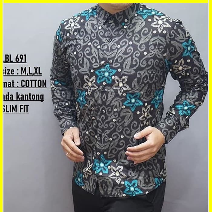 KEMEJA PRIA BATIK LENGAN PANJANG HEM BAHAN KATUN HALUS 40S LBL 691 MEWAH PREMIUM BAJU ELEGANT SIZE M L XL  SKU MS PENDEK JAKARTA PLATINUM