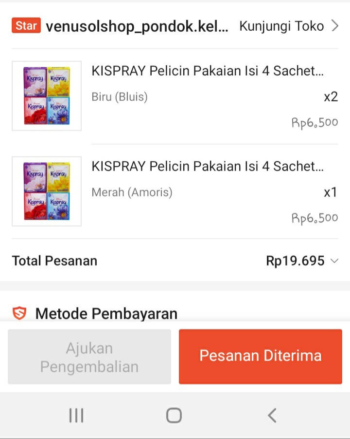 Kispray Pelicin Pakaian Isi 4 Sachet @21ml