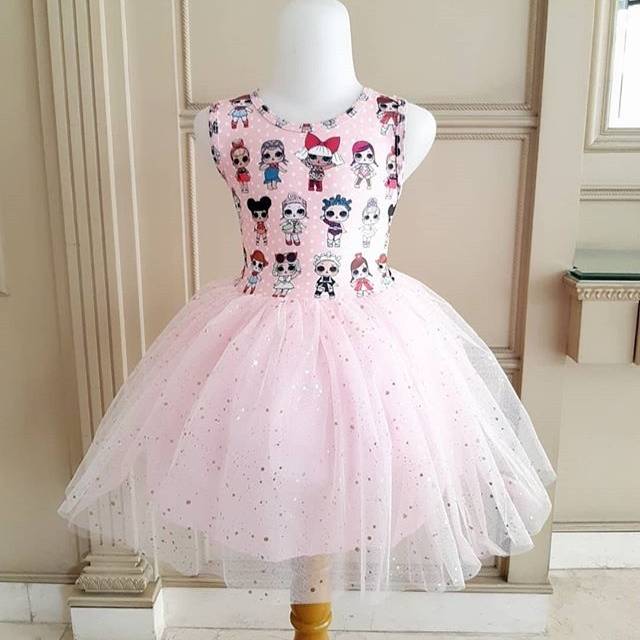 810087 LOL TUTU DRESS PINK / GAUN LOL ANAK PEREMPUAN IMPORT KOREA LUCU MURAH