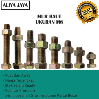 Jual MUR BAUT UKURAN M8 X 20 MM KNG MURAH (HARGA PER 10 PCS) | Shopee ...