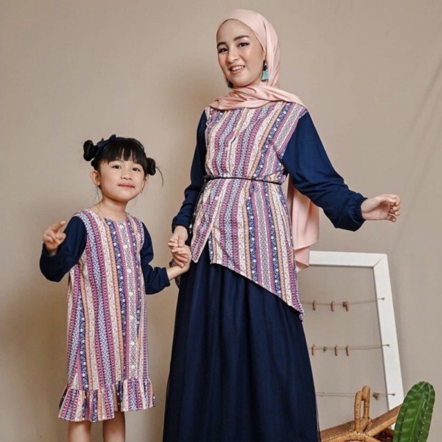  FREE HEADBAND ANAK Raya Tunik Couple Royal Navy baju  