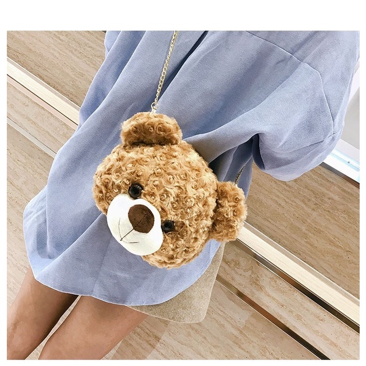 BDKR_TAS - Tas bulu selempang wanita bahu boneka kepala beruang fluffy fur sling bag teddy bear wanita cewek perempuan korea lucu import BEAR beruang Tas SLempang Merangkul bulu Motif boneka lucu/Pikachu/Tedy bear/ransel pikaboy