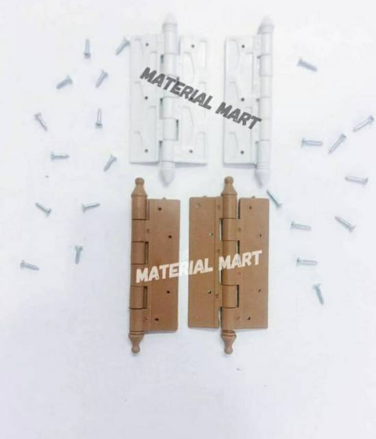 Engsel Plastik PVC | Pintu Kamar Mandi 4&quot; Inch Coklat &amp; Putih Abu-Abu | Material Mart