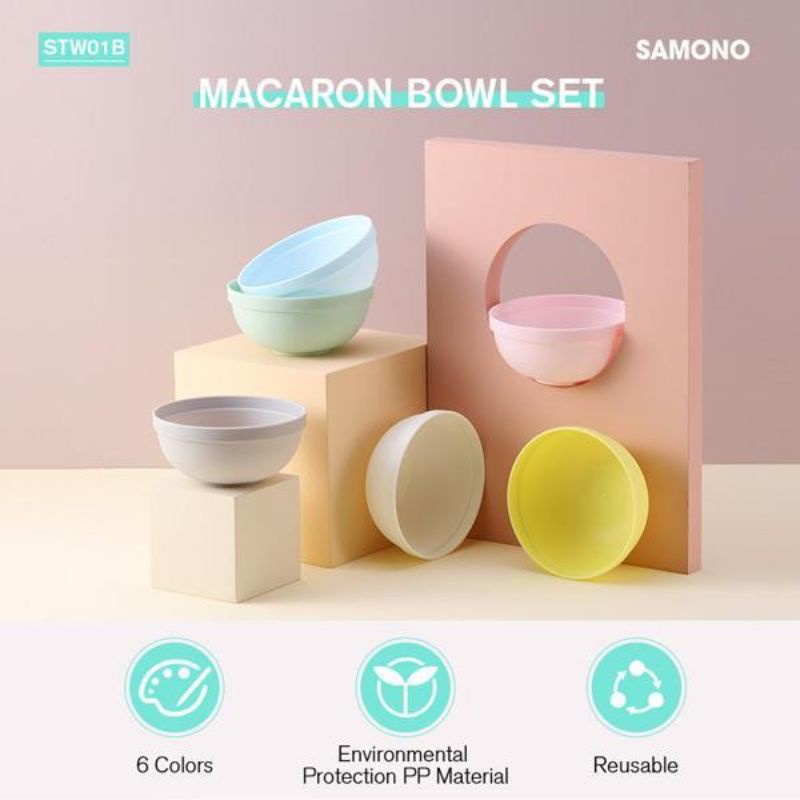 (SAMONO W01) 1 PACK ISI 6PCS MANGKOK WARNA WARNI TABLEWARE STYLISH