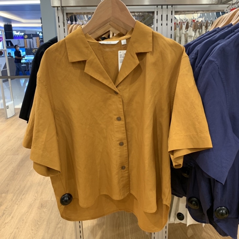 Kemeja Pendek Linen Uniqlo Wanita Original