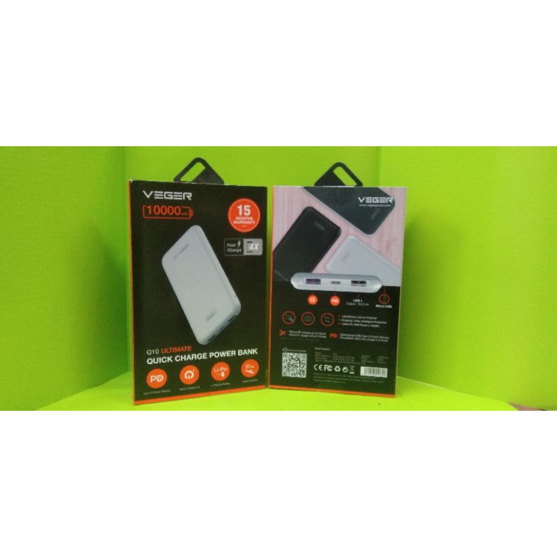 Powerbank Veger ULTIMATE Q10 10000MAh Quick Charge QC 3.0 Metal Quick Charge