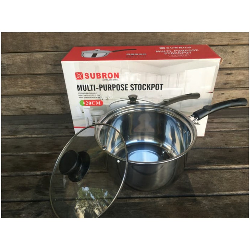 Panci Kukus Tutup Kaca Muliya Panci Gagang Stainless Panci Mpasi Bayi Yang Aman 20cm dan 18cm subron