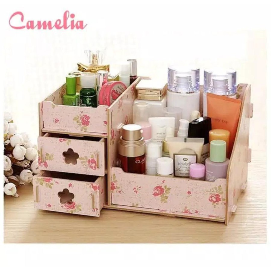 Rak Kosmetik Bahan Kayu Mini Tempat Cosmetic Storage Mini Make Up