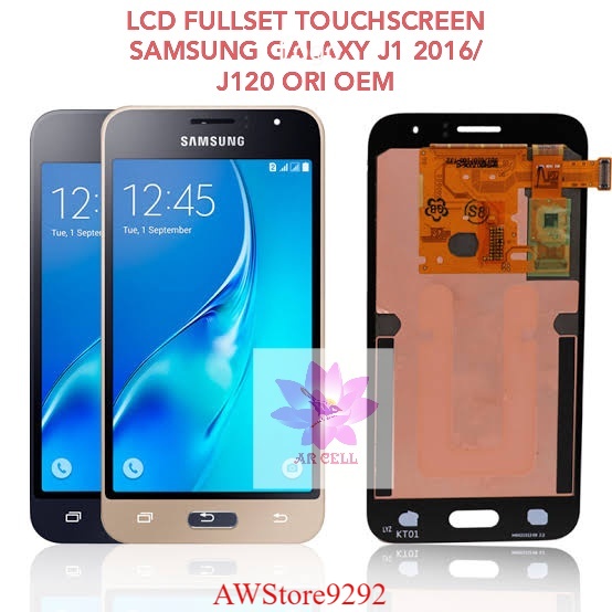 Layar Sentuh LCD TS Touchscreen Fullset Samsung J1 2016 J120 AAA CONTRAS SMALL BLACK GOLD WHITE
