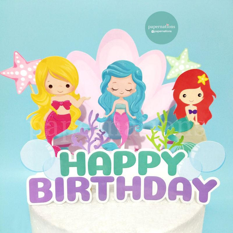 Mermaid Cake Topper Set / Cake Topper Set Mermaid / Cake Topper Mermaid / Topper Kue Mermaid