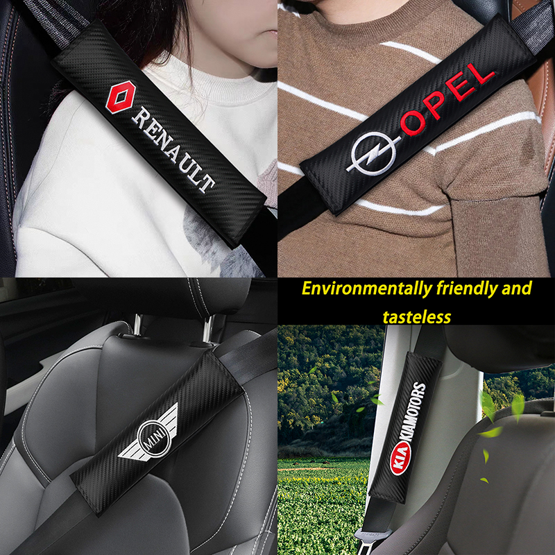 2pcs Bantalan Pelindung Bahu Sabuk Pengaman Mobil Bahan Serat Karbon Untuk Mini Cooper S One D F54 F56 F60 R56 R60