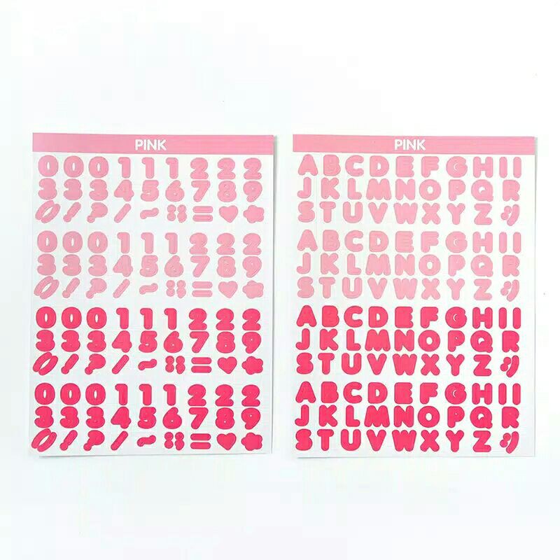

STICKER AESTHETIC ALPHABET NUMERIC PINK ISI 2 PCS/SET MURAH