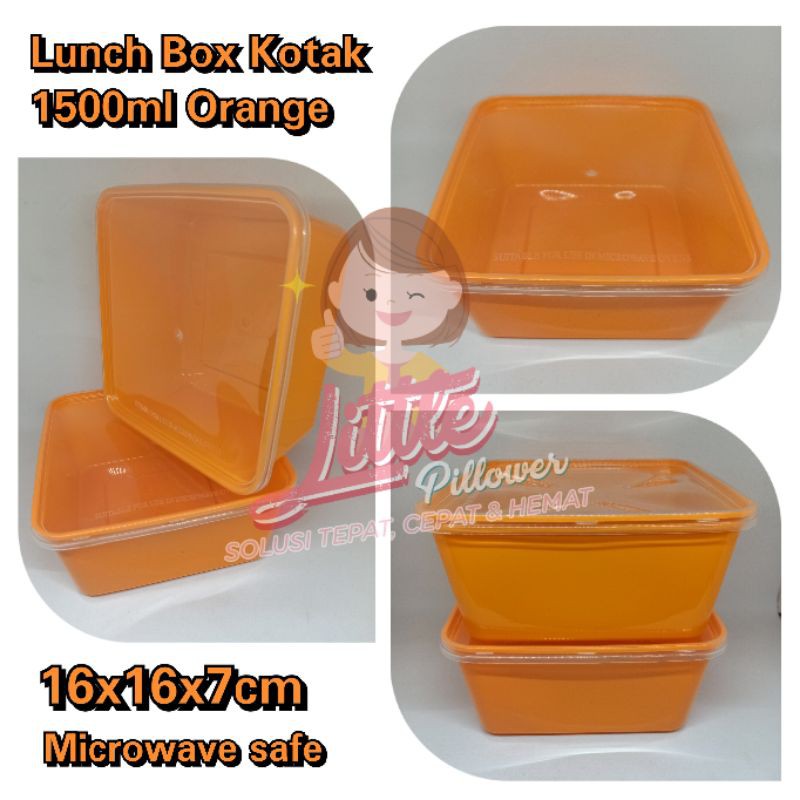 Kotak 1500ml ORANGE/ Lunch Box Kotak Plastik/Kotak Makan