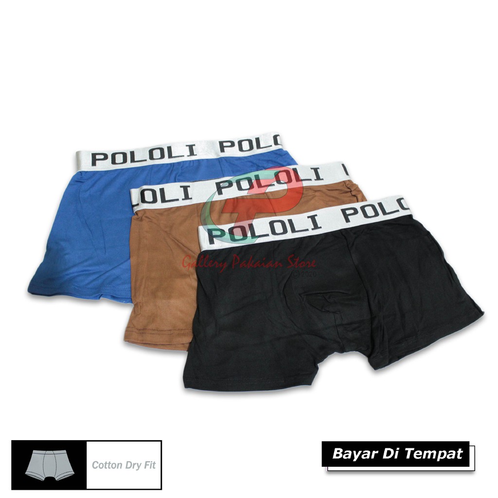 CELANA DALAM BOXER MURAH 1 BOX ISI 3 PCS POLOLI BOXER DEWASA CELANA BOXER SPORT