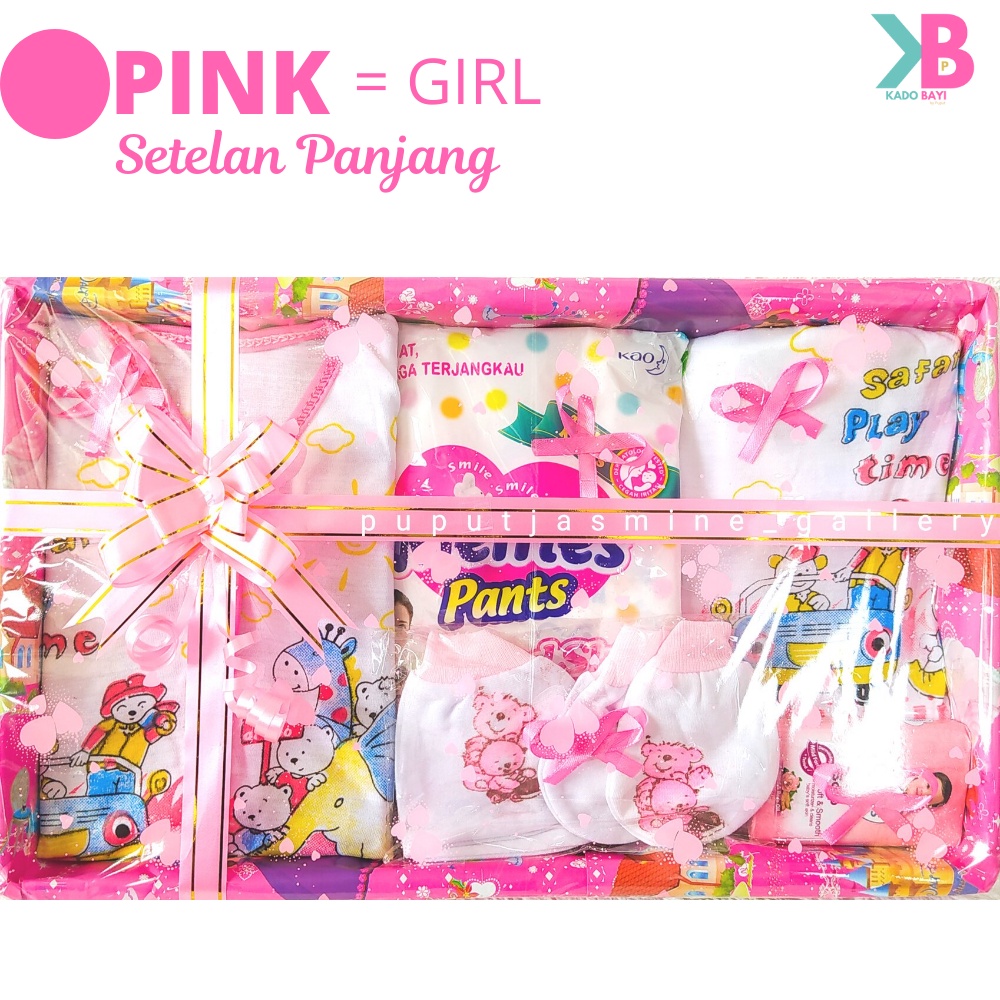 Kado Bayi Perempuan Laki Laki Baru Lahir Lahiran Murah Babygift Newborn Baby Gift Set Box Hampers Girl Boy Unisex Parsel Parcel murmer Paket C-PINK C stlan panjang