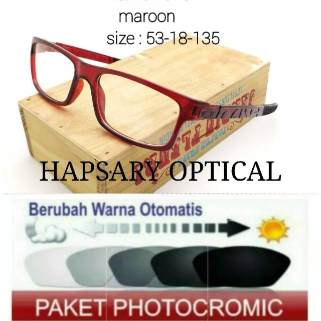 Paket Hemat Frame Kacamata Sporty Free Lensa Photocromic Anti UV, Kaca mata Minus Anti Radiasi