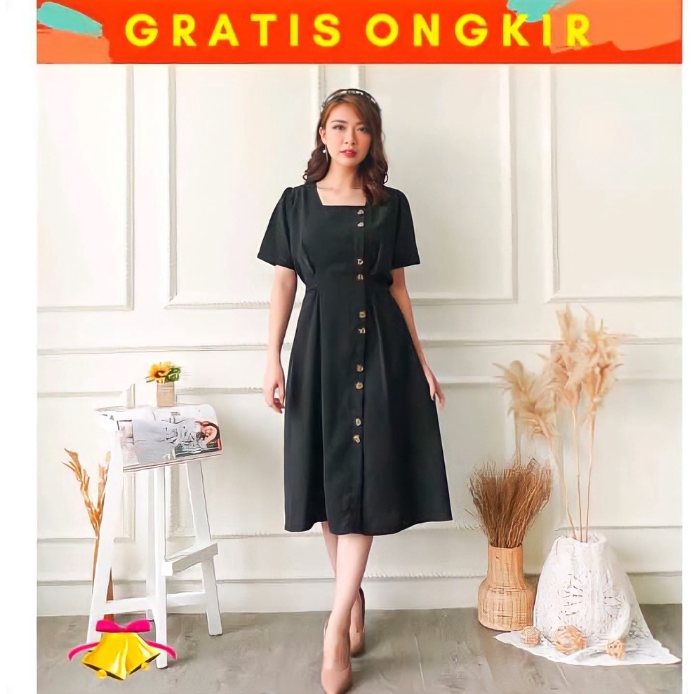 ANGELA DRESS/DRESS WANITA/BAHAN SCUBA TEBAL