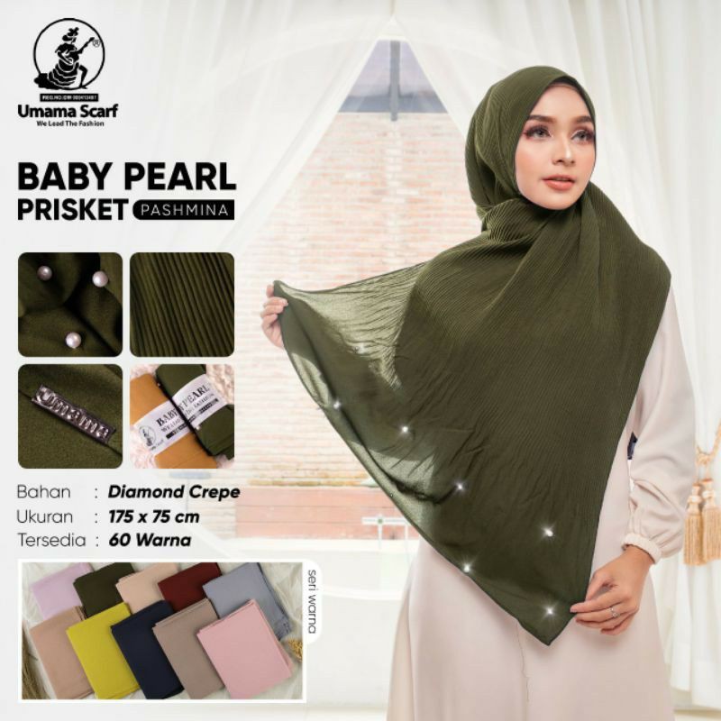 Pashmina Plisket Baby Pearl Prisket Ori Umama Prisket Pleated Shawl