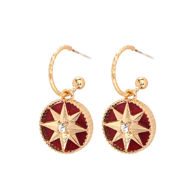 LRC Anting Tusuk Fashion Green Alloy Resin Round Earrings F7007X