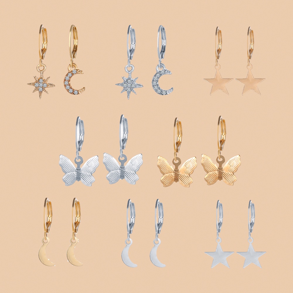 18Pcs Fashion Multi-style Stud Earring Set Retro Gold Pendant Drop Earrings Fashion Women Girl Jewelry Accessories-4