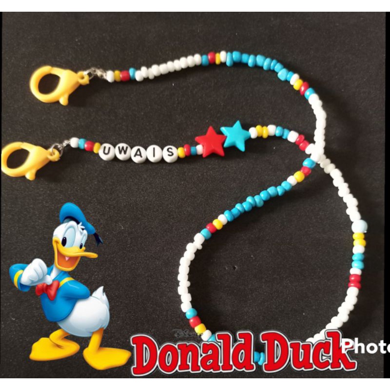 Kalung Masker Anak DISNEY DONALD DUCK / Strap Masker Anak (bisa request nama)