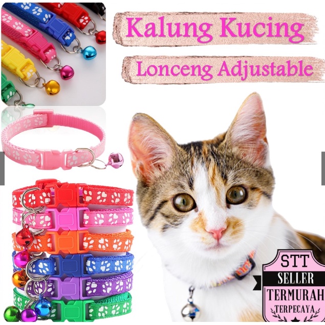 TGM - Kalung Kucing Lonceng Hewan Peliharaan Tali Leher Anjing Kecil Lonceng Pet Collar Dog Kitten Adjustable Motif Tapak Kaki Murah IMP