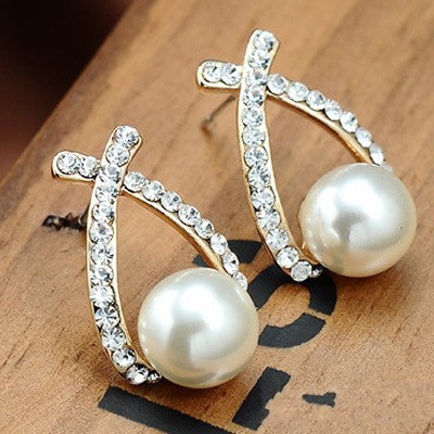 MORYMOSHI A52 Anting Tusuk Wanita Mutiara Diamond Fashion Korea Aksesoris Murah