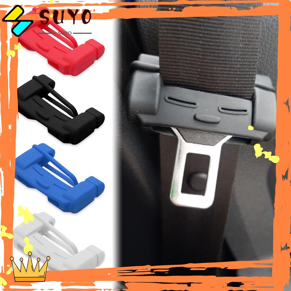 SUYOU Decoration Anti-Scratch Cover Silicone Safety Accessories Buckle Clip Protector Universal Interior Button Collision Avoidance Case Car Seat Belt/Multicolor