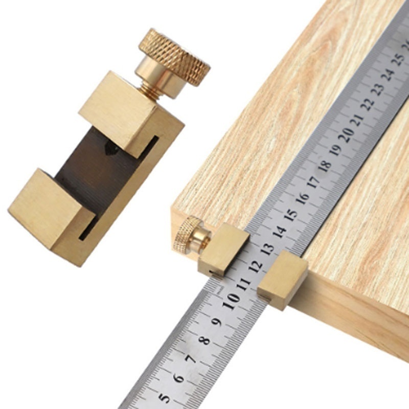 

Pre Order Steel Ruler Positioning Block Brass Angle Scriber Line Marking Gauge For Ruler Locator DIY Carpentry Scriber Measuring Tools