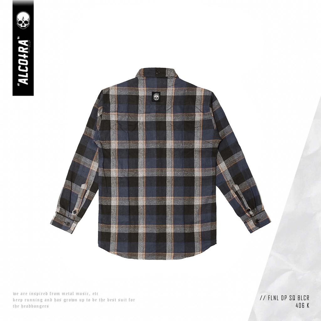 FLANEL DP SQ BLCR // FLANEL SQUARE BLUE CREAM KANTONG DUA