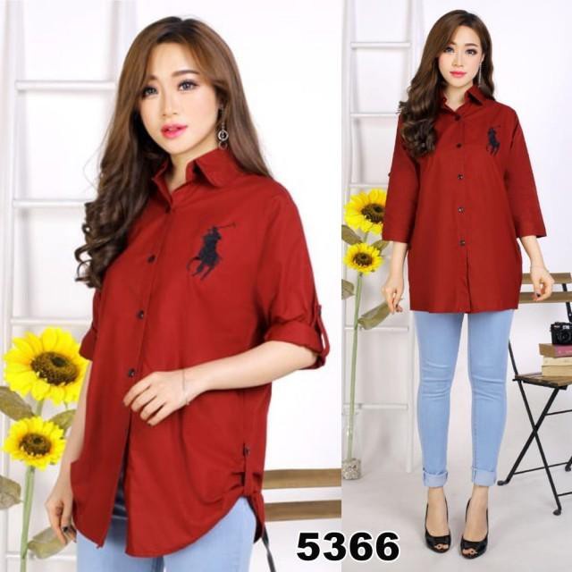 WSE390 Kemeja Oversize Polonia Jumbo XXXL / Kemeja Wanita Big Size / Atasan Jumbo 3XL / PREMIUM QUALITY