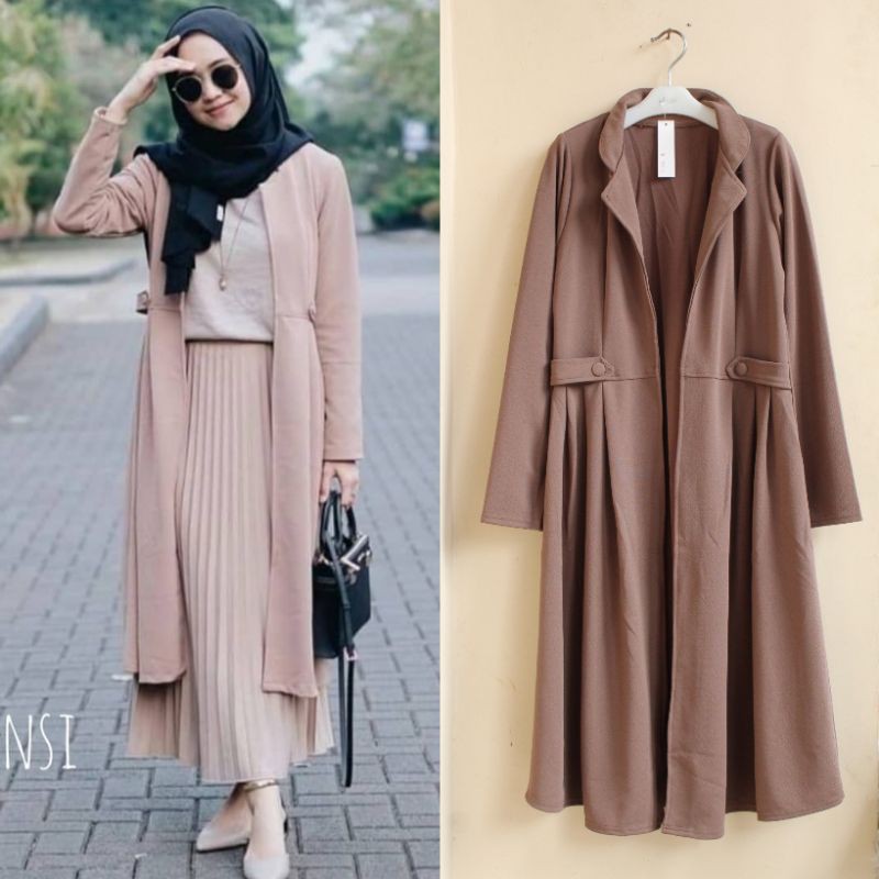 Long Outer Cardigan Fashion Muslim Kekinian Korean Style Selebgram Terbaru Lemon Skin Premium