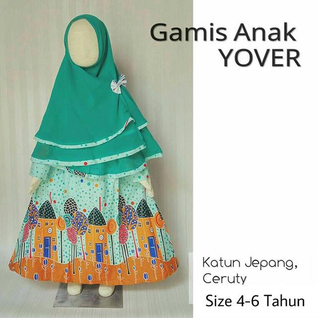 Gamis Anak Yover Size 4-6 thn /Gamis Anak Syari/ Gamis Anak Cute Toska Baju Anak Muslim